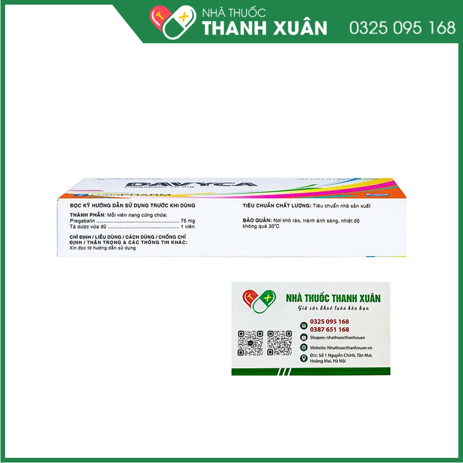 Davyca điều trị động kinh cục bộ ở người lớn, rối loạn lo âu lan tỏa, đau dây thần kinh